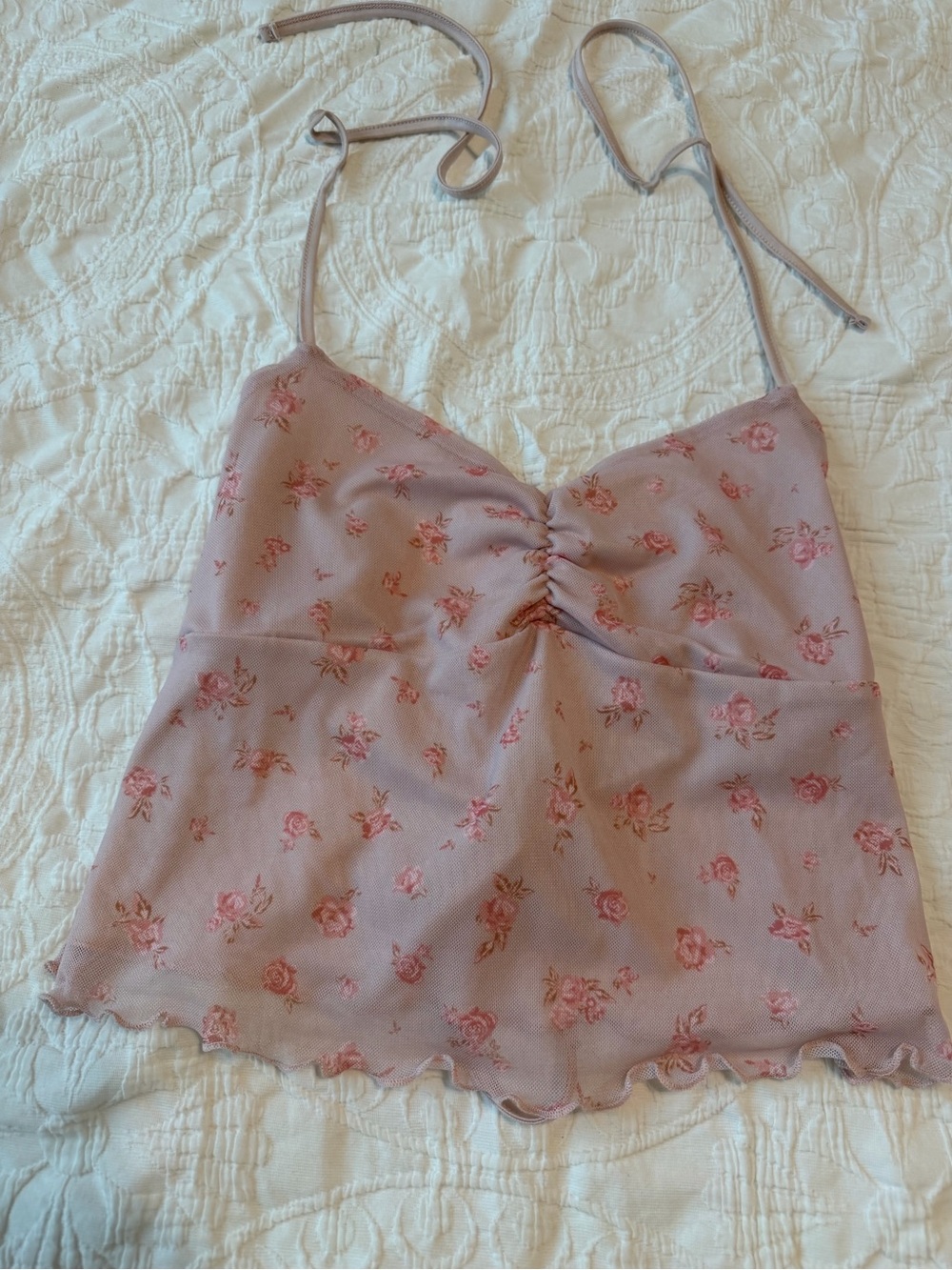 2 for$6✨Pink Rose Girl’s Mauve Floral Ruched Bandeau Cami, Size L